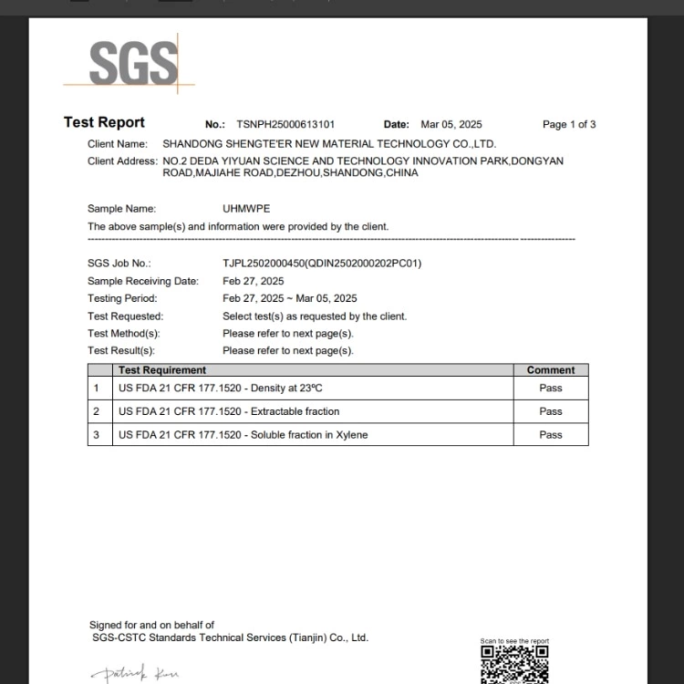 Thickness 8 mm Custom dimensions 26" x 1.5"  PE 1000 / PE-UHMW sheets Manufacturer - Metal Detectable Offer FDA Certificate